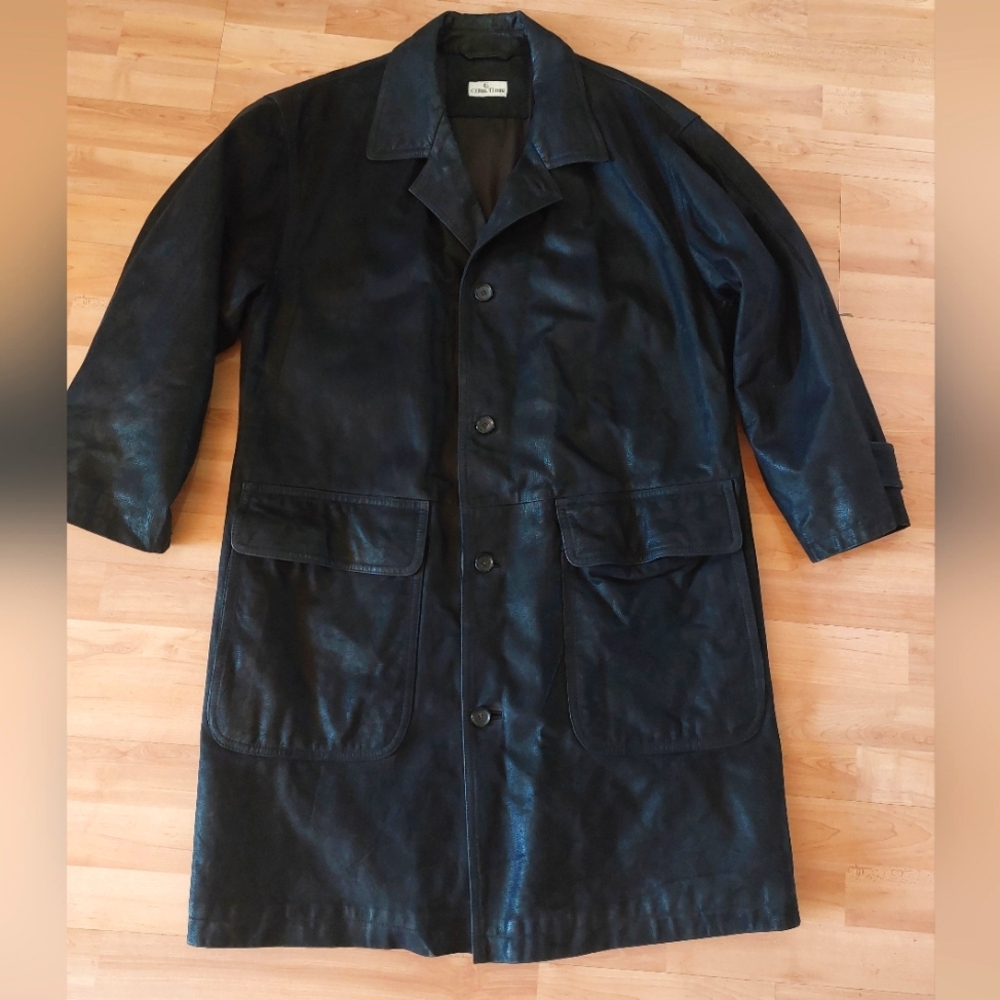💃😎🧨💥Men's black leather lambswool jacket. Made in Italy .Cerruti 1881